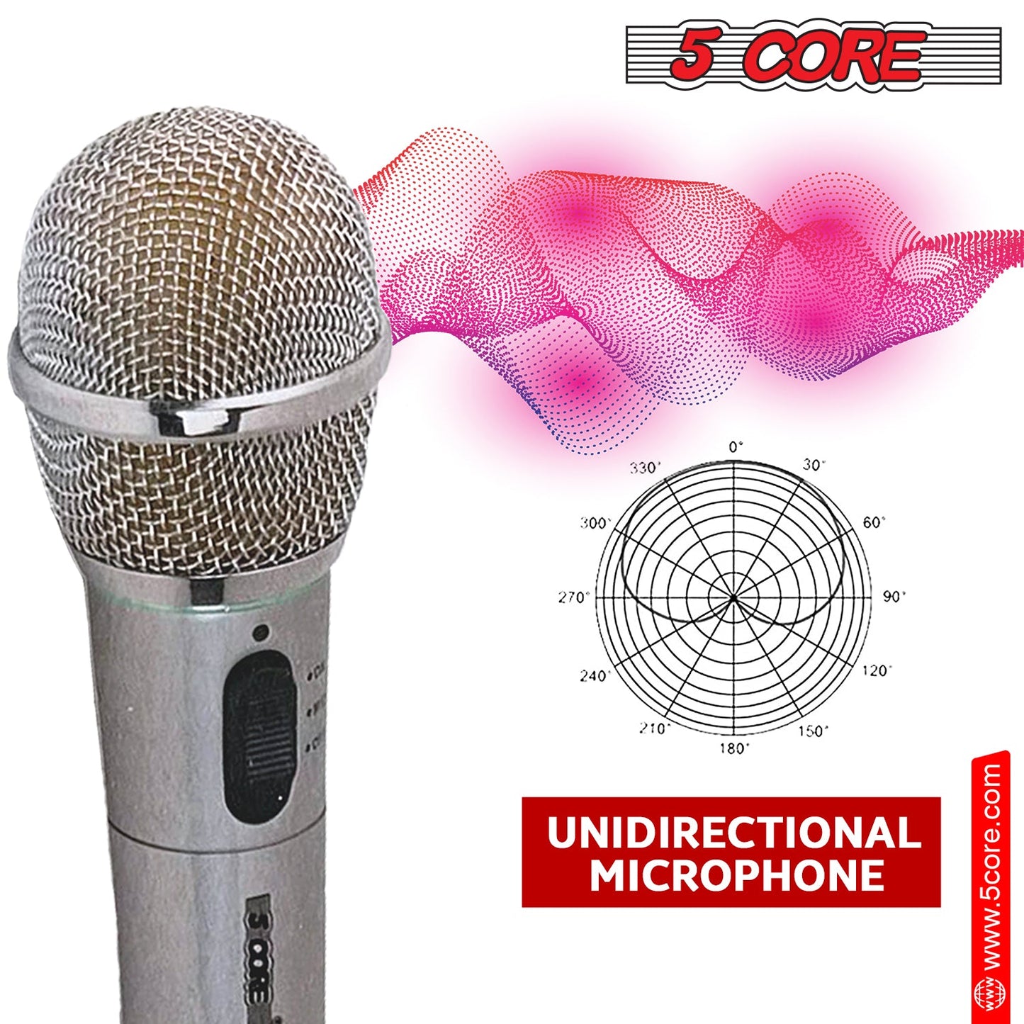 5Core Wireless Microphone Dual Function Wireless - Wired Microphone