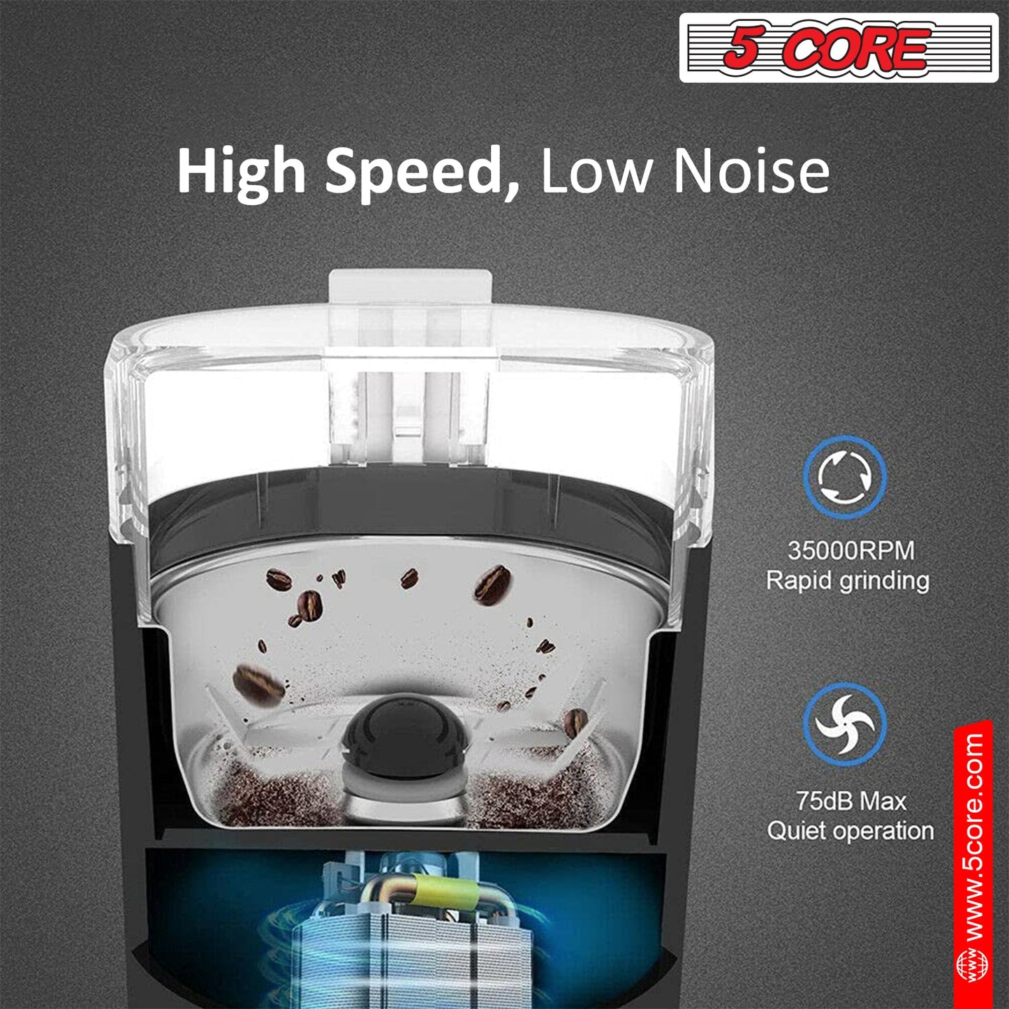 5Core Coffee Grinder 85 Gram Capacity 150W Electric Bean Spice