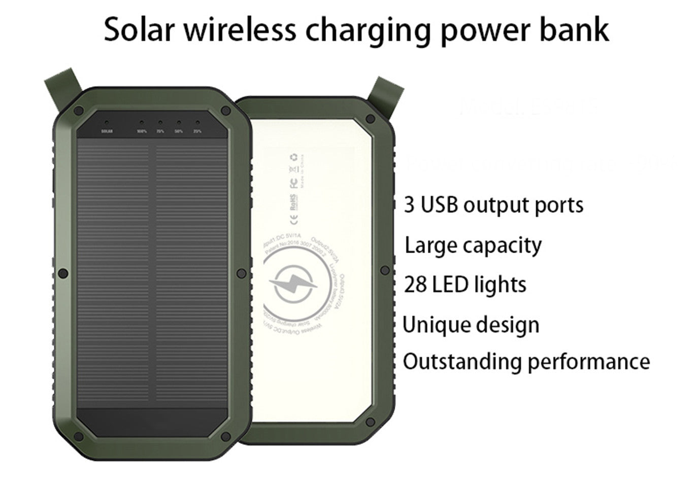 Sun Chaser Mini Solar Powered Wireless Phone Charger 10,000 mAh With