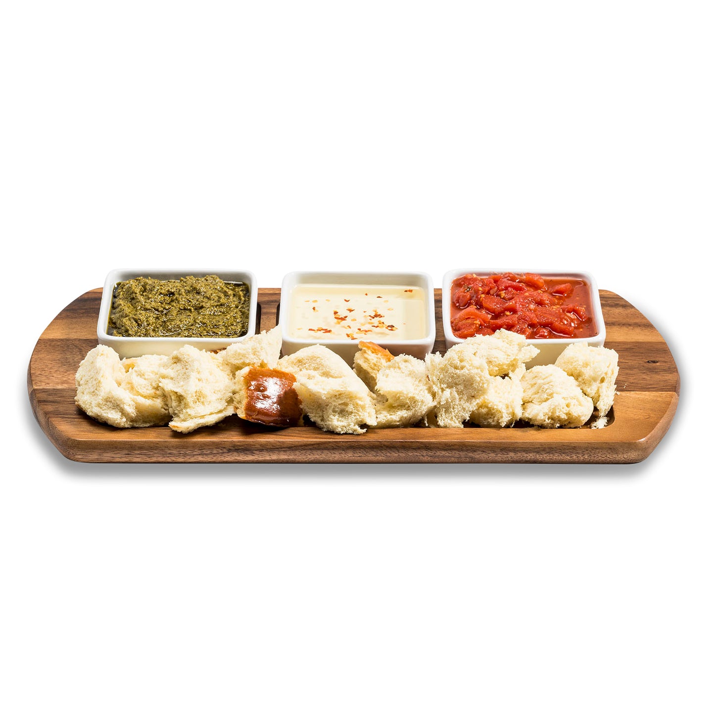 Charcuterie/ Serving Tray w/ 3 square ceramic bowls